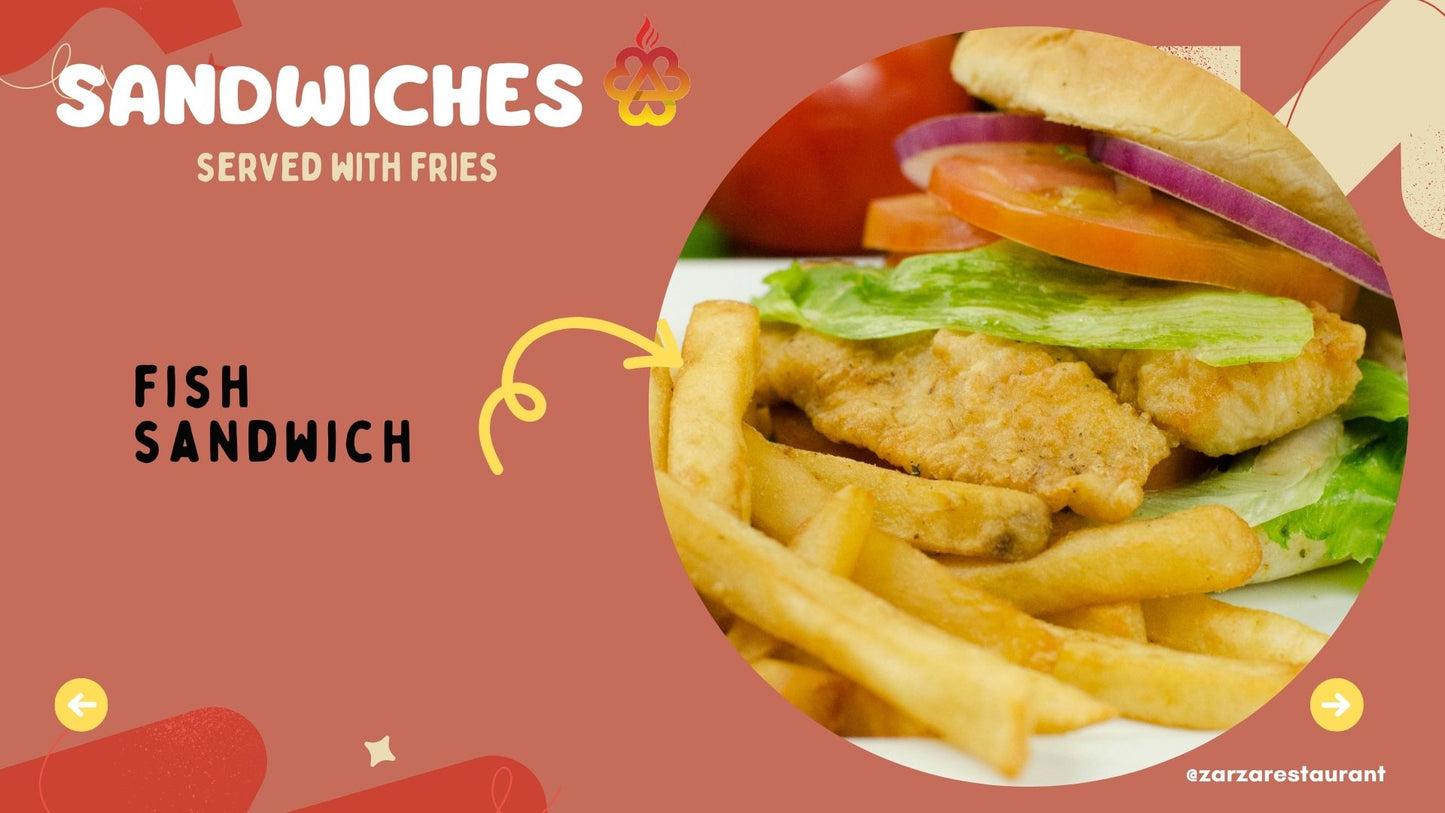 STEAK, PORK OR FISH SANDWICH